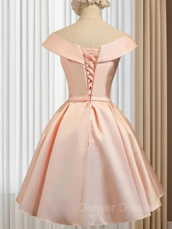 A-Line/Princess V-neck Short/Mini Satin Homecoming Dresses With Bow Tunics Top rated