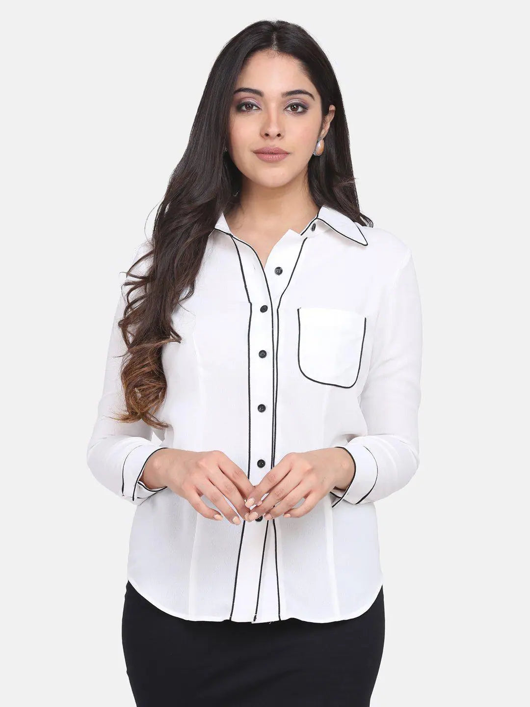 PowerSutra Poly Moss Collared Shirt - White-- Collared Crew Neck Turtle Neck