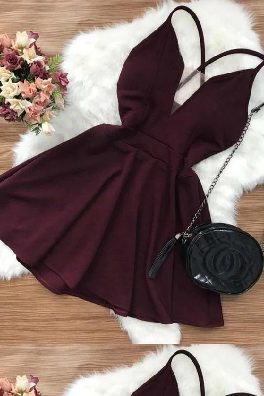 Sexy Homecoming Dresses, Short Homecoming Dresses, Open Back Homecoming Dresses Tunics Velvet soft