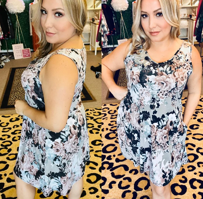 Taupe Multi Print Floral Dress Tunics Bestseller popular
