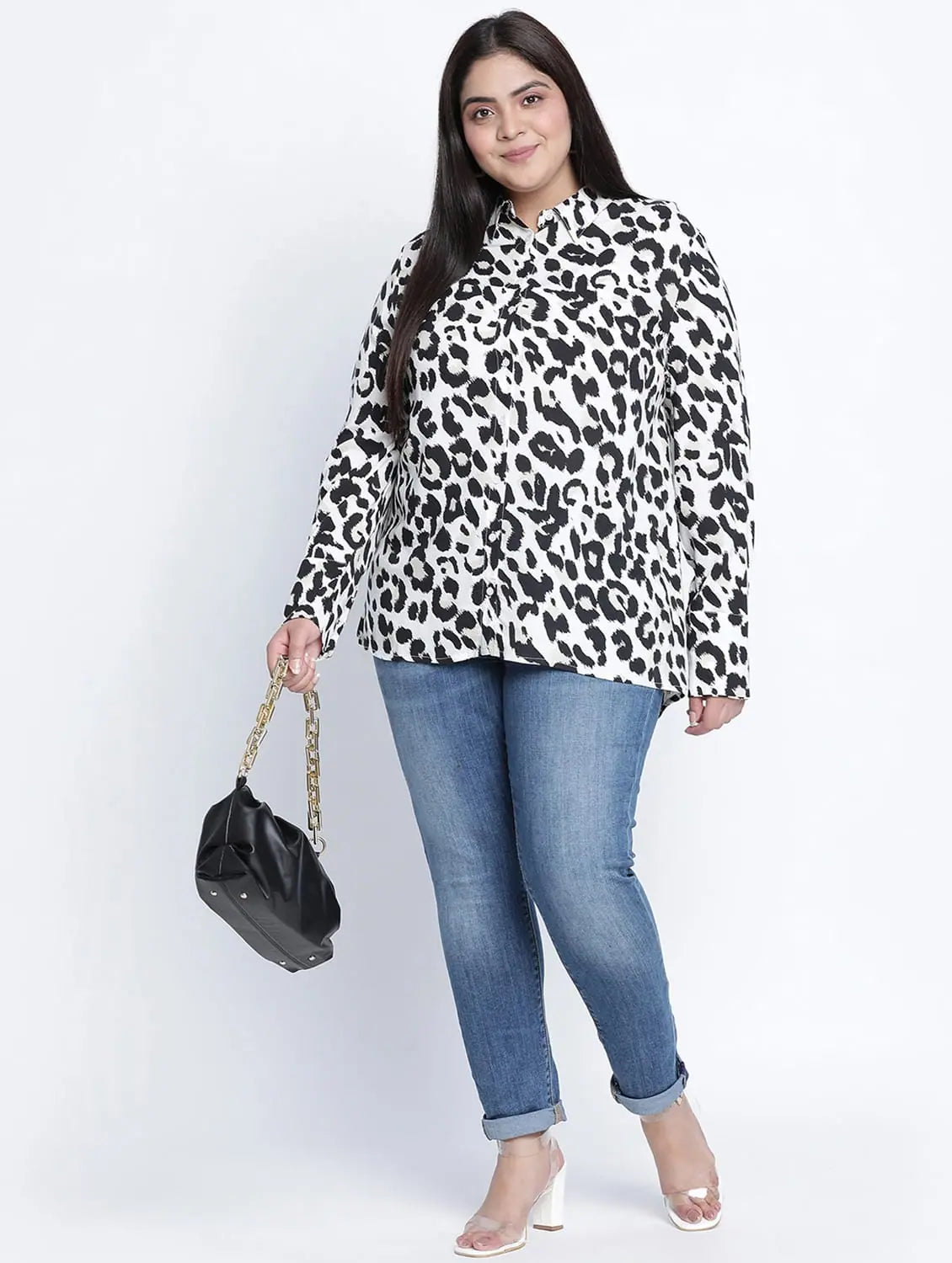 Richi Rich Animal Print Plus Size Shirt -- Basic T-Shirt Crew Neck Short Sleeve