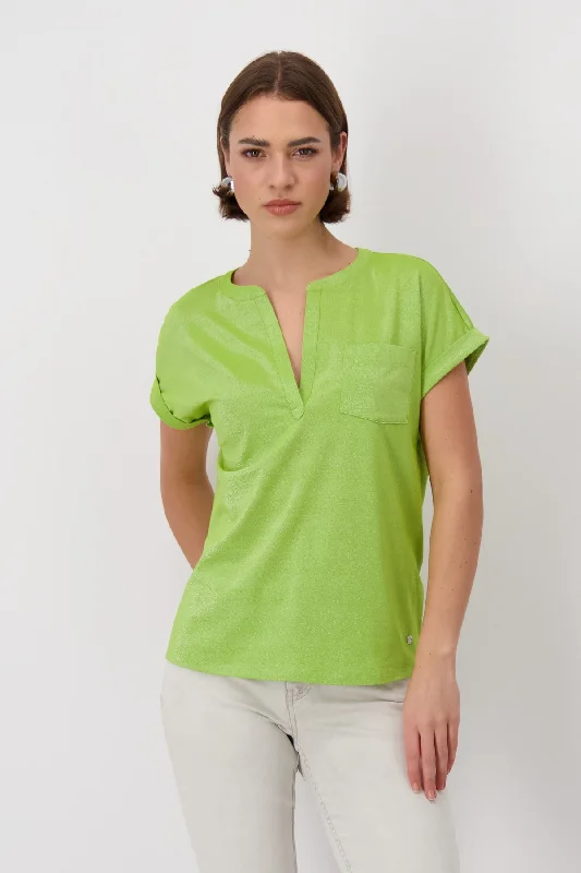 T-Shirt, matcha-- Cashmere Blend Cotton Blend Poly Blend
