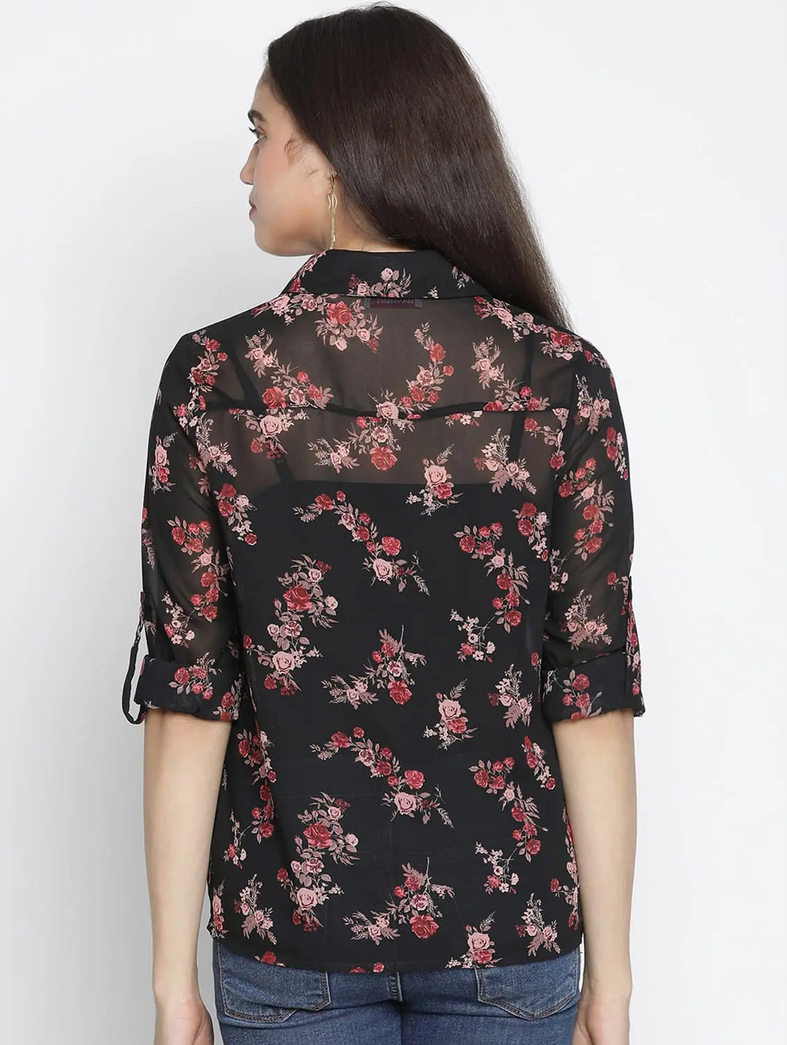 Kairos Floral Print Elegant Women Shirt-- Fleece Nylon Spandex