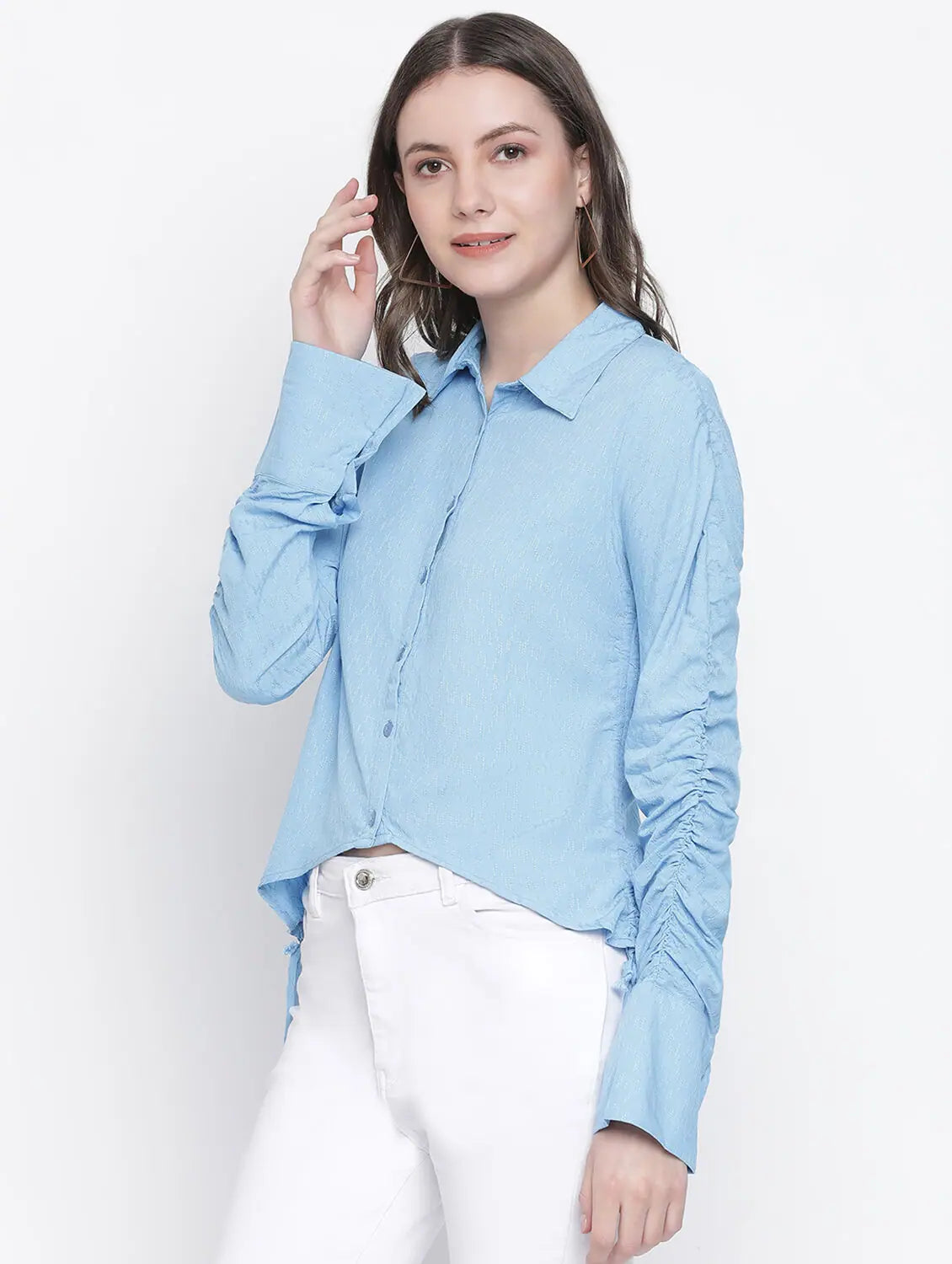 Windful Blue Trendy Women Shirt-- Fashionable Trendy Casual