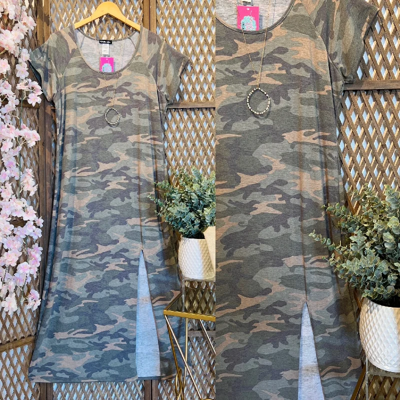 Camo Front Slit Dress Tunics Designer luxury