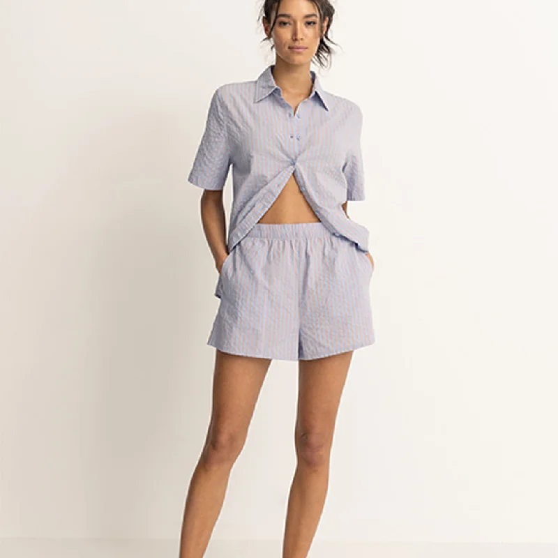 Rhythm Women's Paradiso Shirt - Soft Blue-- Thin T-Shirt Open Front Quick Dry