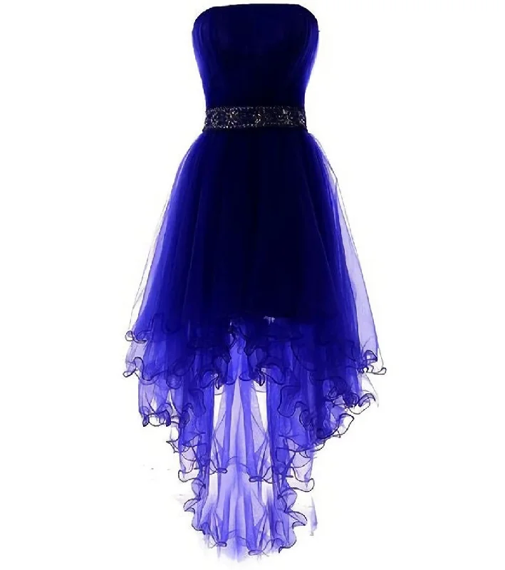 Sparkly Strapless Short A Line Ruyal Blue And Purple Tulle Lace Up Homecoming Dresses Tunics Sophisticated sleek
