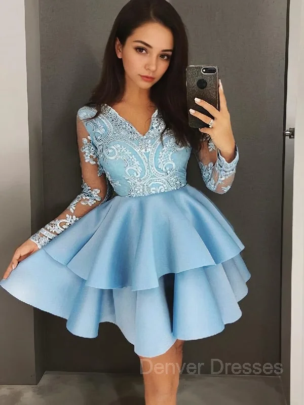 A-Line/Princess V-neck Short/Mini Satin Homecoming Dresses Tunics New arrival