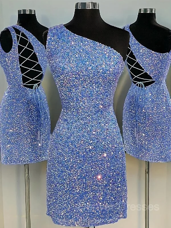 Sheath/Column One-Shoulder Short/Mini Velvet Sequins Homecoming Dresses Tunics Office stylish