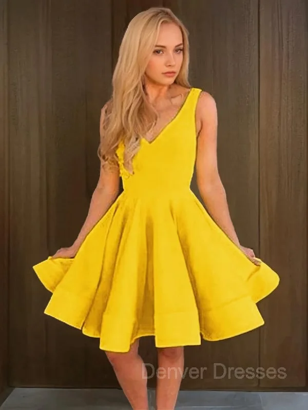 A-Line/Princess Straps Short/Mini Satin Homecoming Dresses With Ruffles Tunics Spring floral