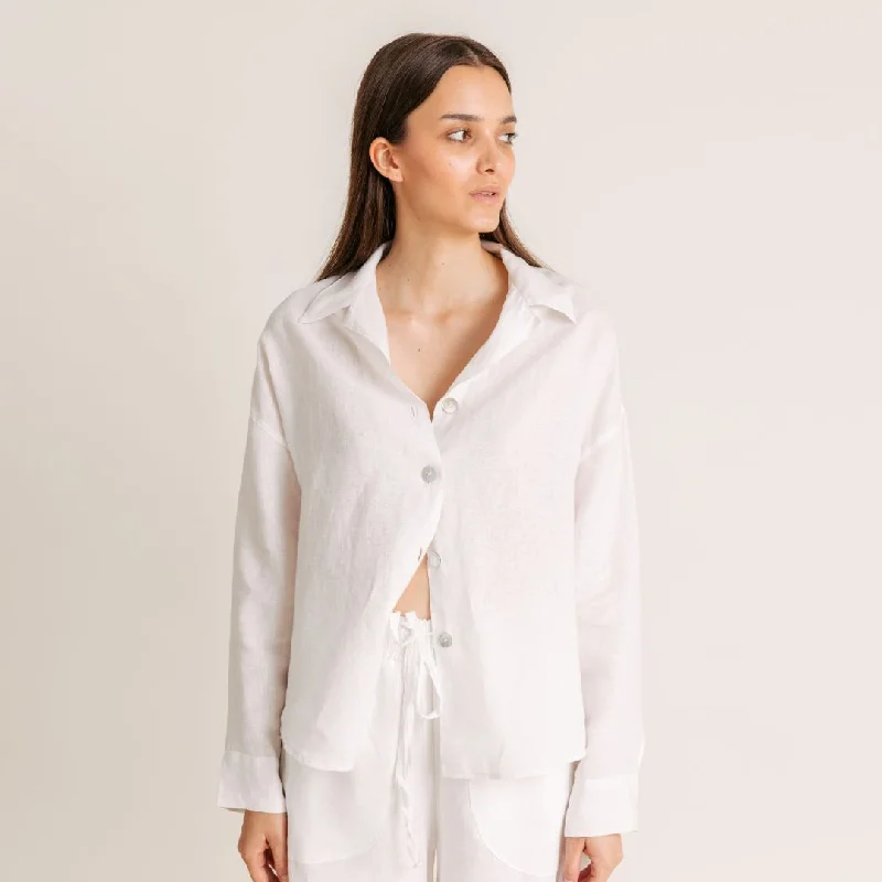 Sunset Linen Shirt-- Spandex Blend Rayon Blend Denim Blend