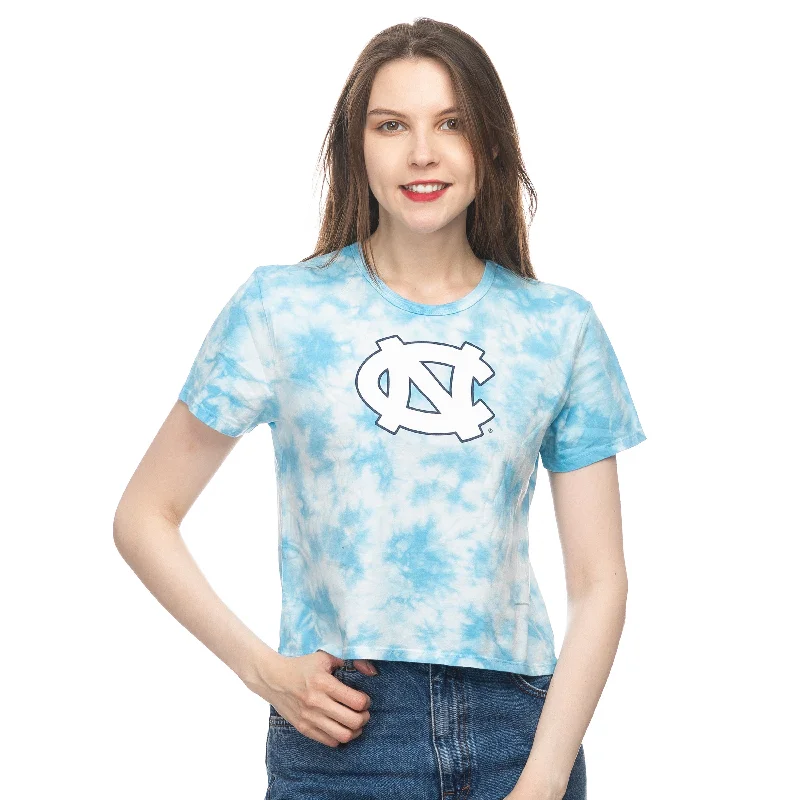 Women's UNC Logo Tie Dye Cropped T-shirt-- Zippered Buttoned Snapped