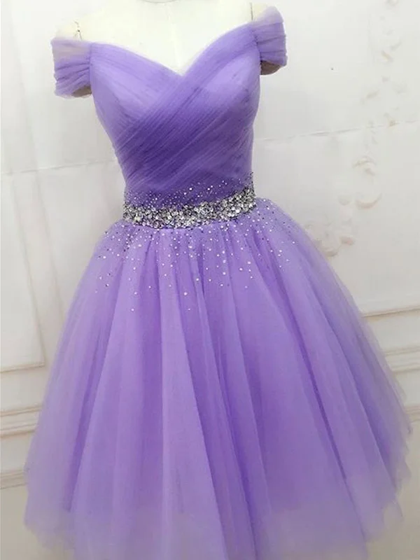 Off Shoulder Short Purple Short Off the Shoulder Purple Homecoming Dresses Bodycon Club Sequined