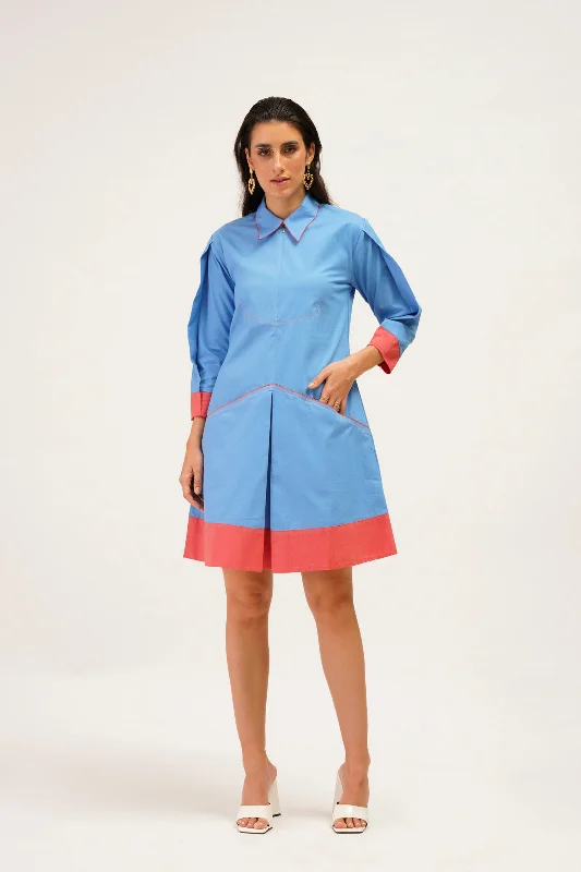 Hannah A Line Dress with Zips and Pockets Tunics Solid Classic