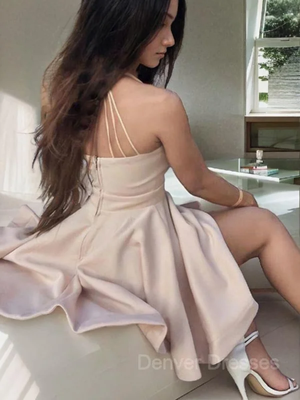 A-Line/Princess Spaghetti Straps Short/Mini Charmeuse Homecoming Dresses Tunics Cozy comfortable