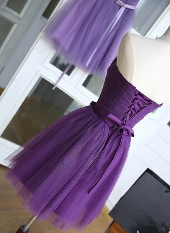 Lovely Dark Purple Tulle 2024 Short Homecoming Dresses Tunics Luxurious high-end