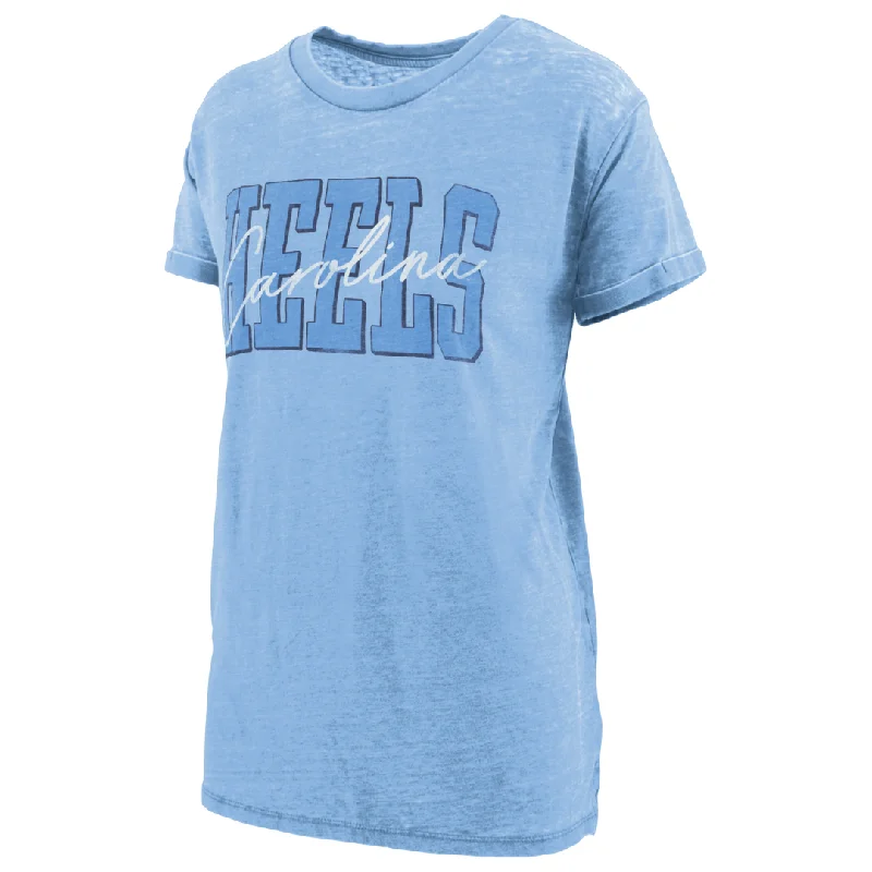 Women's Bold Heels Cursive Carolina T-shirt-- Hooded Caped Shawl Collar