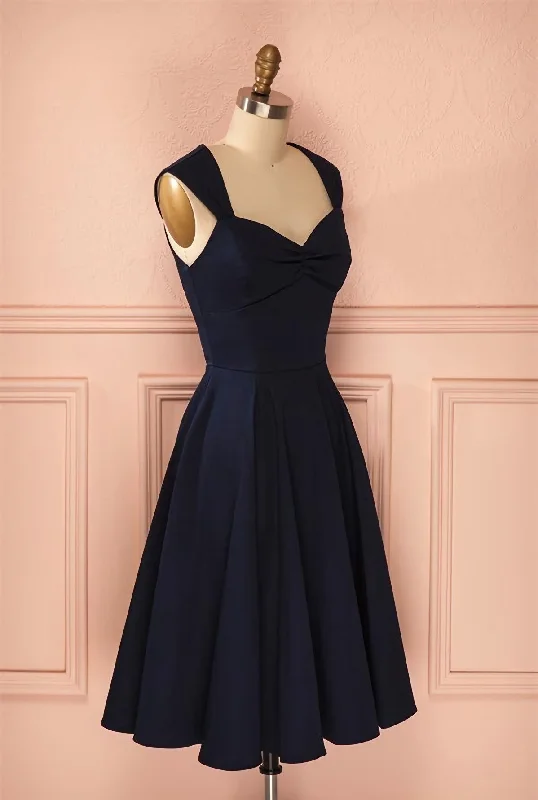 Vintage Simple Short Navy Blue Elegant Handmade Homecoing Homecoming Dresses Tunics Luxurious high-end