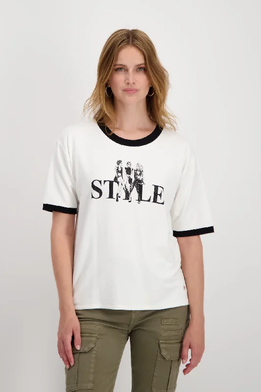 T-Shirt, off-white-- Collared Crew Neck Turtle Neck