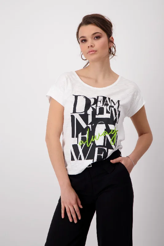 T-Shirt, weiss-- Ribbed Striped Patterned