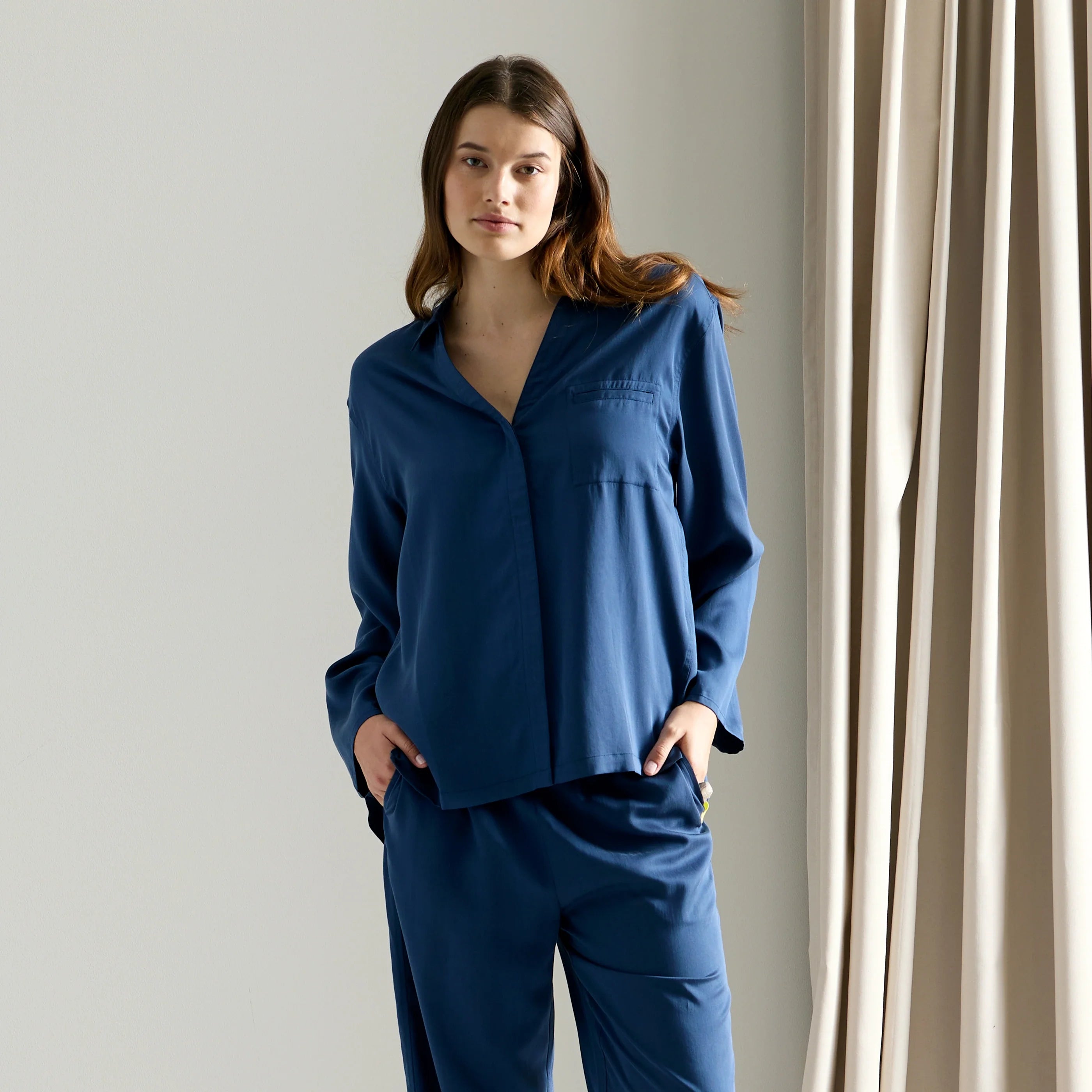FineSlumber Long Sleeve Nightshirt-- Mesh Blend Leather Blend Suede Blend