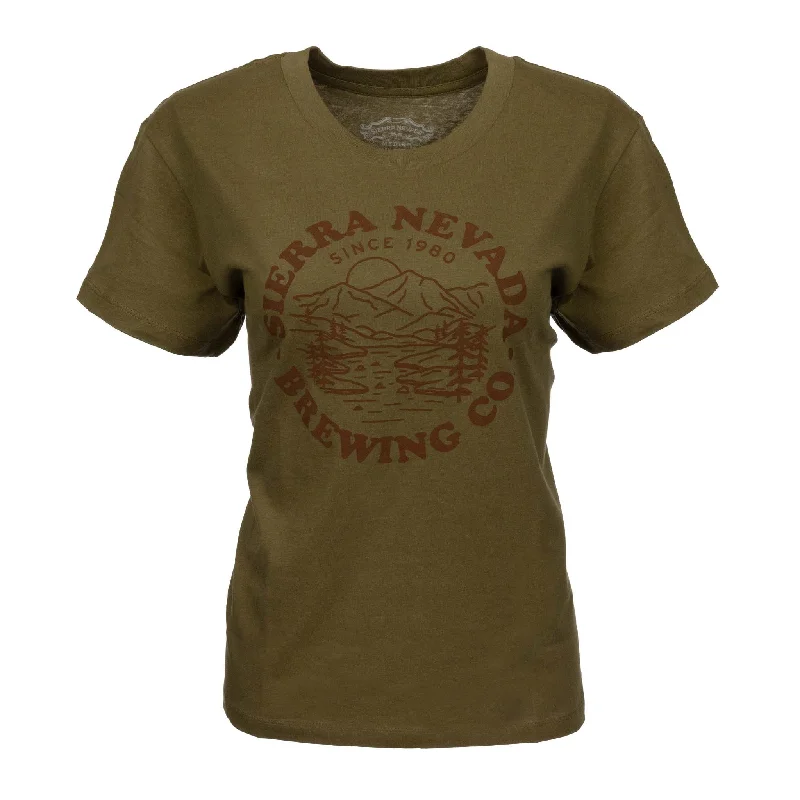 Women's Mountain Circle T-Shirt Olive Branch-- Front Pockets Side Pockets Patch Pockets
