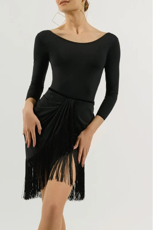 ONDANCE Remi Black Latin Practice Dress with Wrap-Around Cut and Snap Closure Pra 1299 Tunics Lace romantic