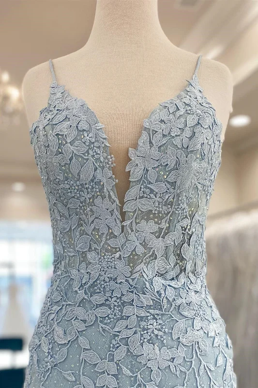 Light Blue Appliques Plunge V Short Homecoming Dress Tunics Satin smooth