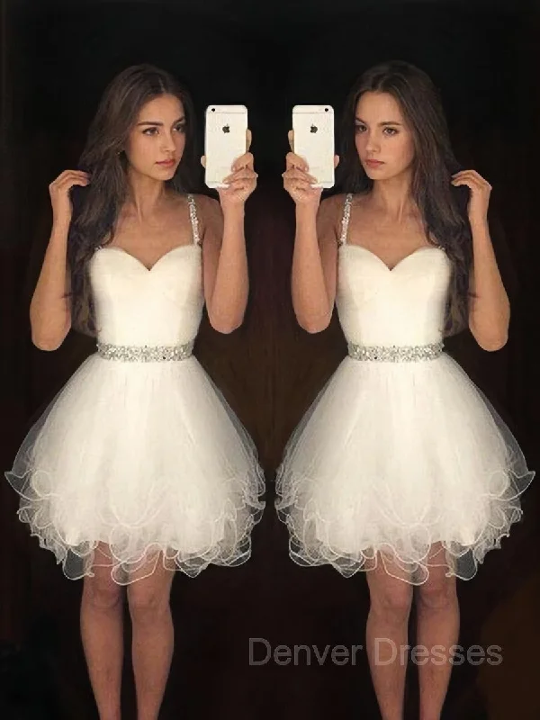 A-Line/Princess Sweetheart Short/Mini Tulle Homecoming Dresses With Beading Tunics Hiking breathable