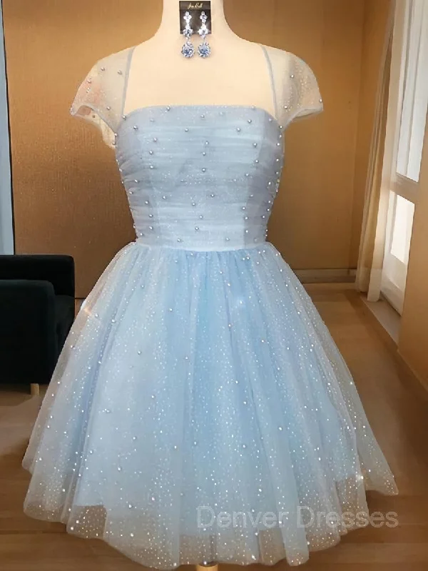 A-Line/Princess Strapless Short/Mini Tulle Homecoming Dresses With Beading Tunics Plaid country