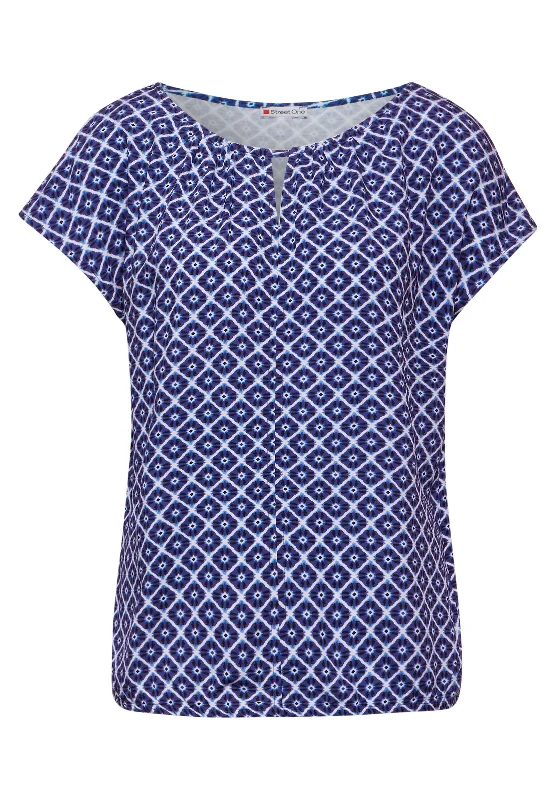 Print Materialmix T-Shirt-- Front Pockets Side Pockets Patch Pockets