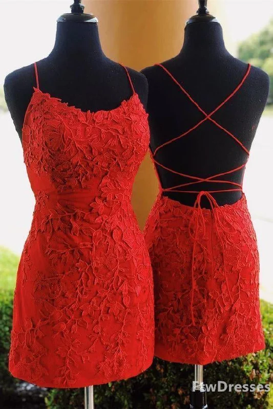 short red homecoming dresses fitted straps red cocktail dresses Boatneck Modish Everyday