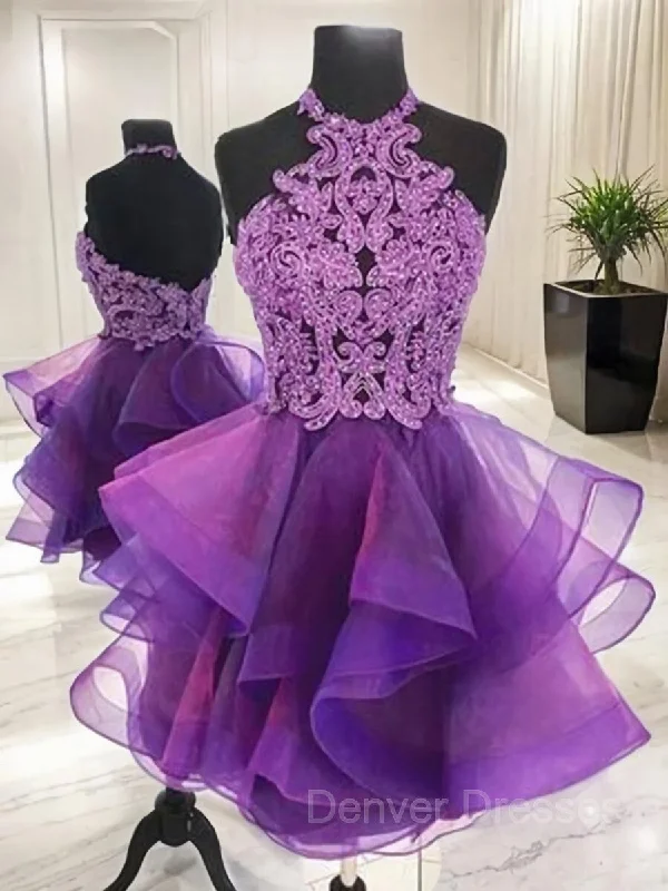 A-Line/Princess Halter Short/Mini Tulle Homecoming Dresses Tunics Ceremony elegant