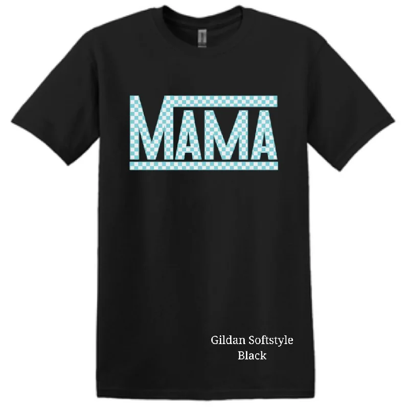 Checkered MAMA T-shirt-- Casual Formal Business