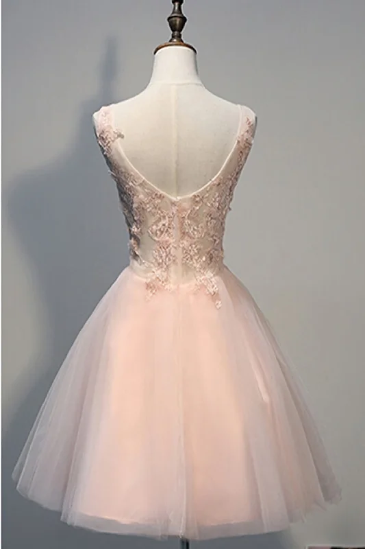 Blush Pink V Neck Applique Short Top Selling 2024 Homecoming Dresses Tunics Chic elegant