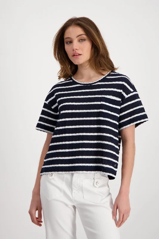T-Shirt, schwarz Ringel-- Lace Blend Ribbed Blend Corduroy Blend