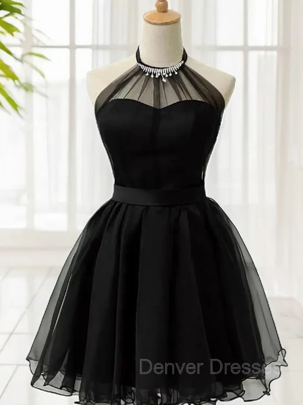 A-Line/Princess Halter Short/Mini Tulle Homecoming Dresses Tunics Polka dots