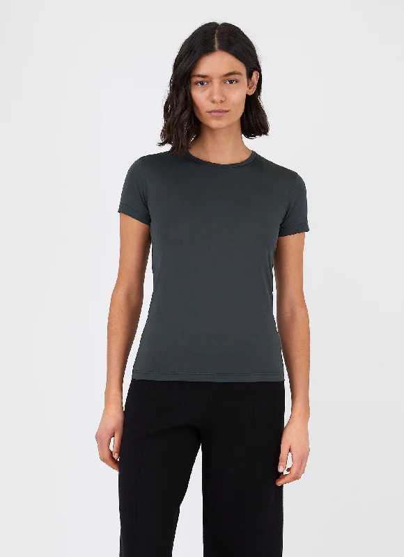 Women's Classic T-shirt in Forest-- Striped Floral Plaid