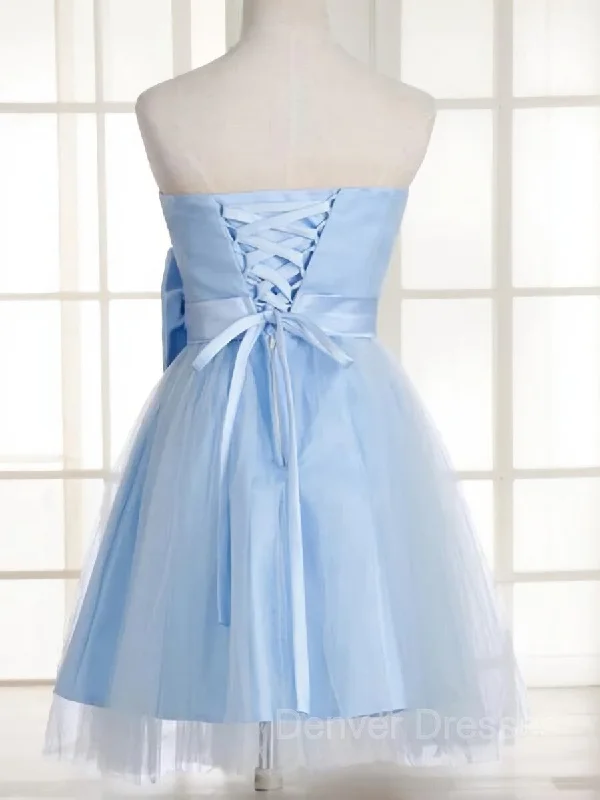 A-Line/Princess Strapless Short/Mini Tulle Homecoming Dresses With Bow Tunics Seasonal trendy