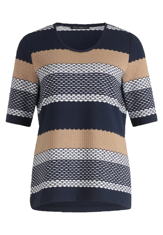 Rundhals-Shirt-- Striped Floral Plaid