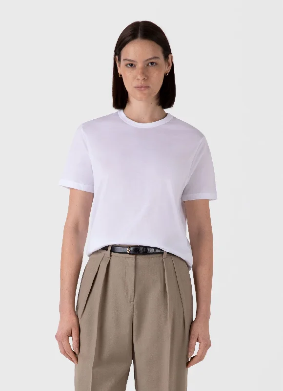 Women's Relaxed Fit T-shirt in White-- Spandex Blend Rayon Blend Denim Blend