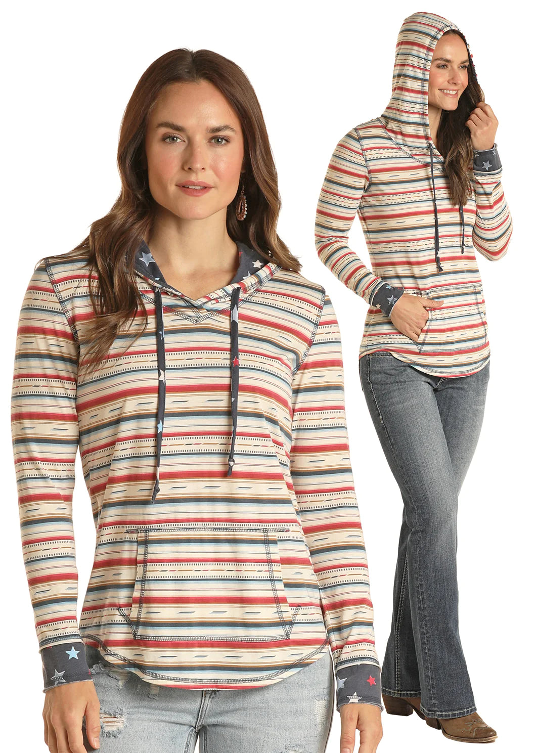 Serape Print hooded shirt-- Satin Fabric Silk Fabric Chiffon Fabric