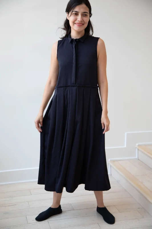 Bergfabel | Katherine Dress in Navy Wool Tunics Modern contemporary
