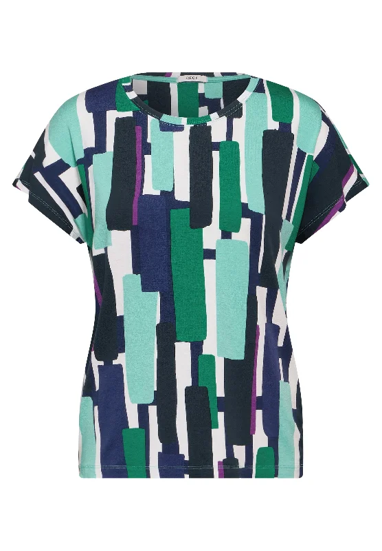 Bedrucktes T-Shirt-- Houndstooth Herringbone Solid