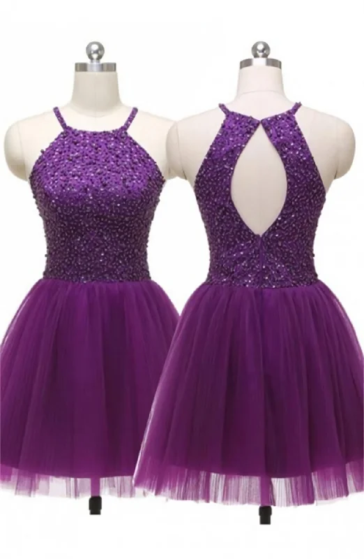 Dark Plum Short Tulle Sleeveless Cute For Teens Homecoming Dresses Tunics Luxurious premium