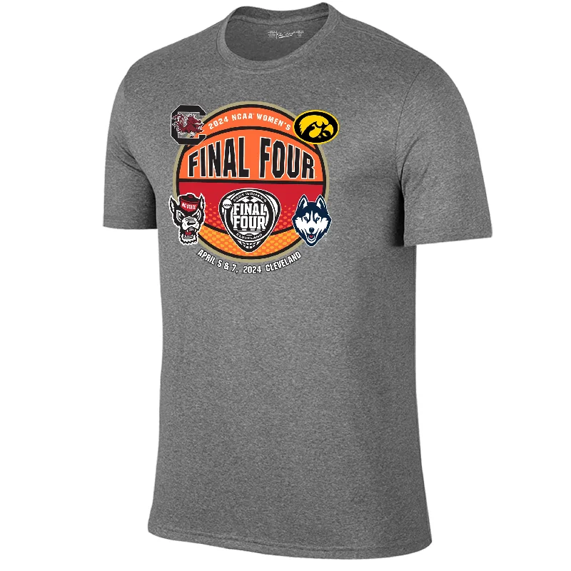NC State Wolfpack 2024 Women's Basketball Final Four Teams Graphite T-Shirt-- Solid Color Striped Floral