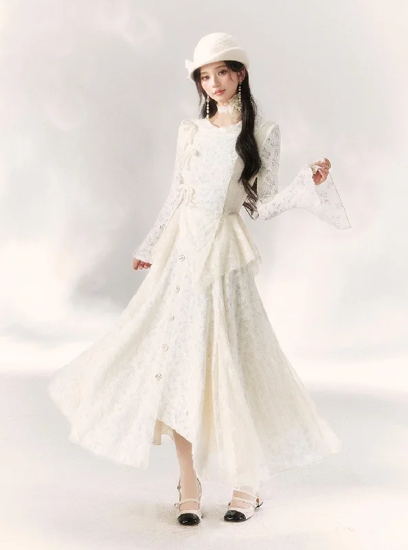 Butterfly Dream Knitted Fairy Shirt/Long Skirt BBB0101-- Notch Collar Peter Pan Collar Cowl Neck