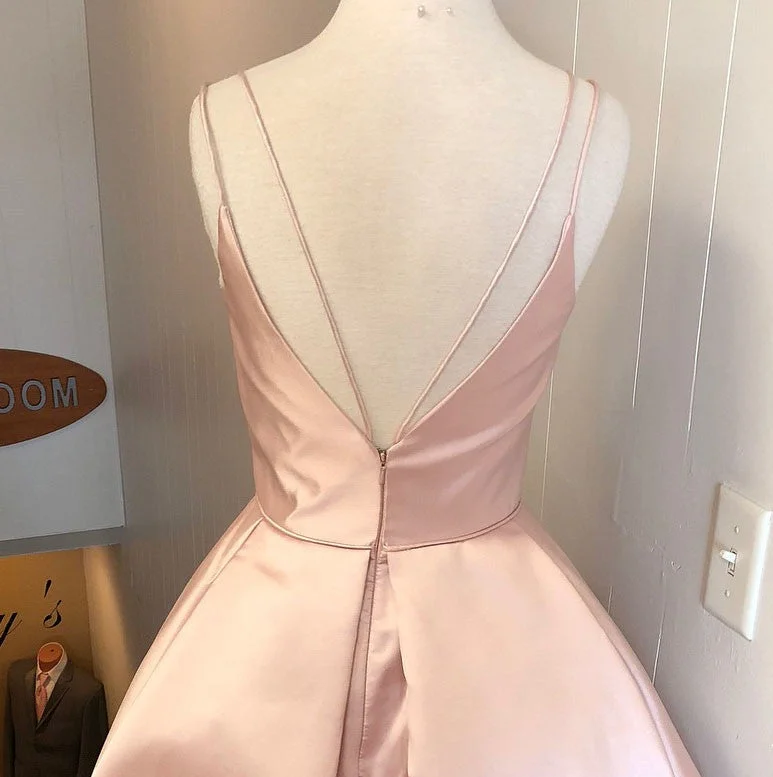 V Neck Straps Short Pink Homecoming Dress Tunics Modern contemporary
