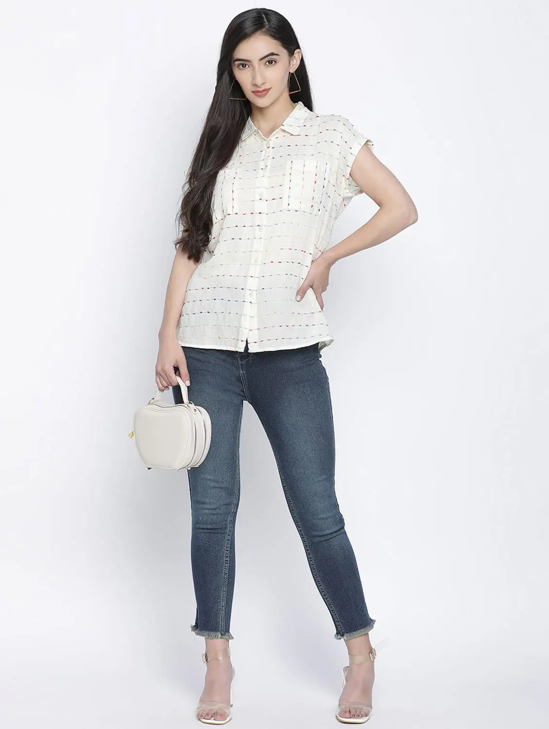 Platinum Dobi Mesh Women Shirt-- Zippered Buttoned Snapped