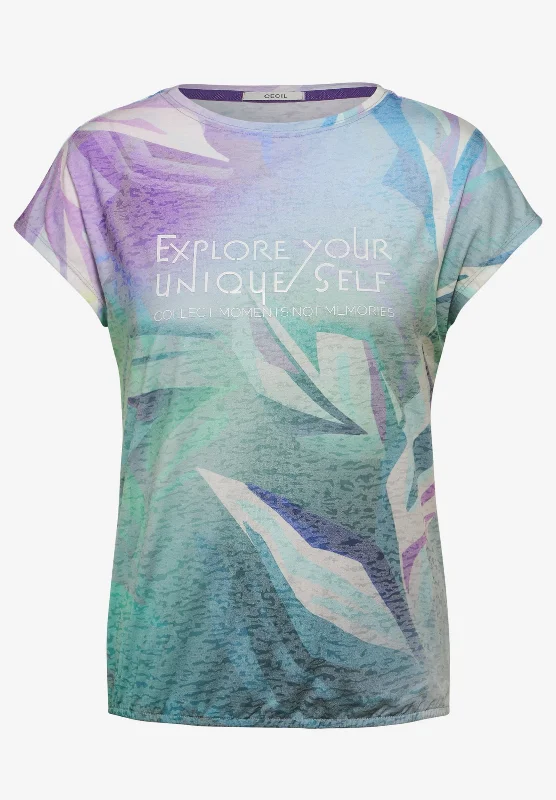 Burn-Out T-Shirt mit Print-- Solid Print Embellished